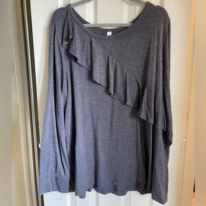 Cacique Lane Bryant gray ruffle sweater 22/24